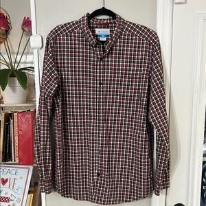 Columbia Men's Red Plaid Shirt size Large EUC